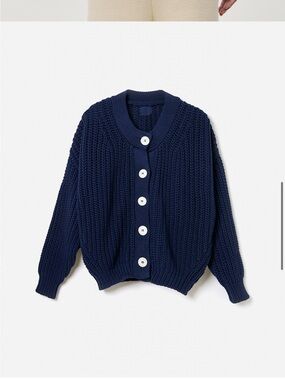 Babaa Navy Chunky Button-Front Cardigan